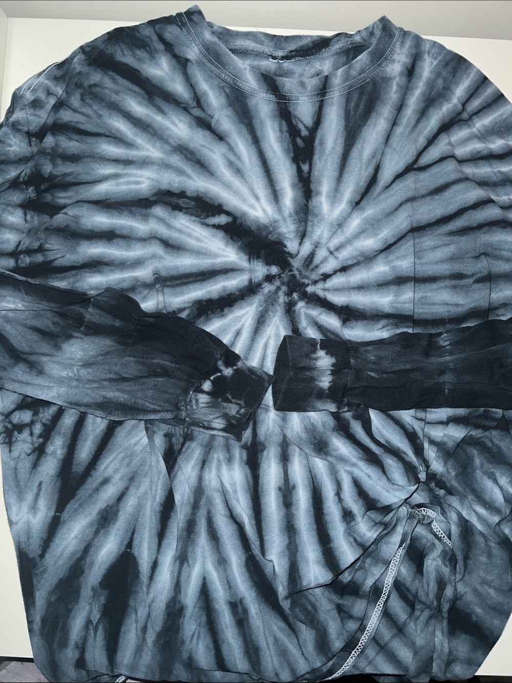 Collina Strada Black and Gray Tie-Dye Long Sleeve Top